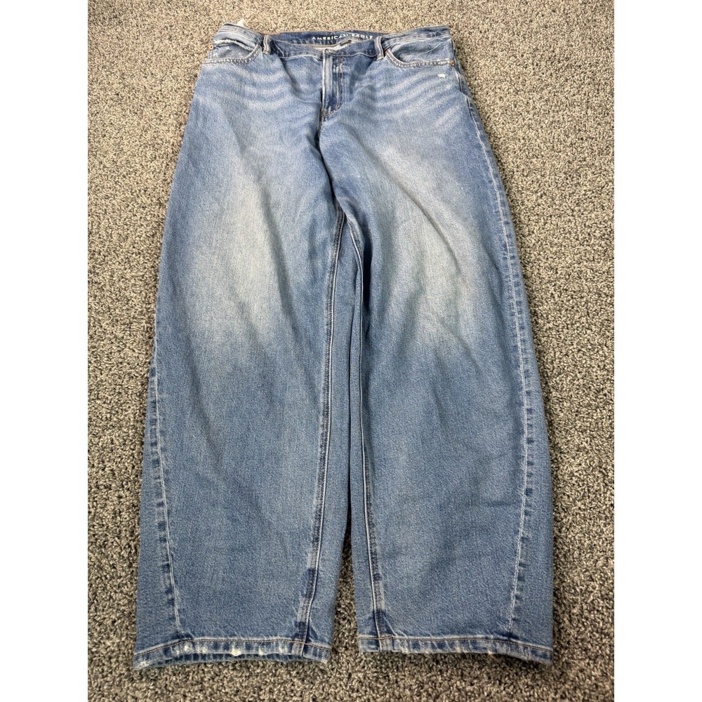American Eagle Low Rise Baggy Barrel Jeans Women's Size 10 Blue